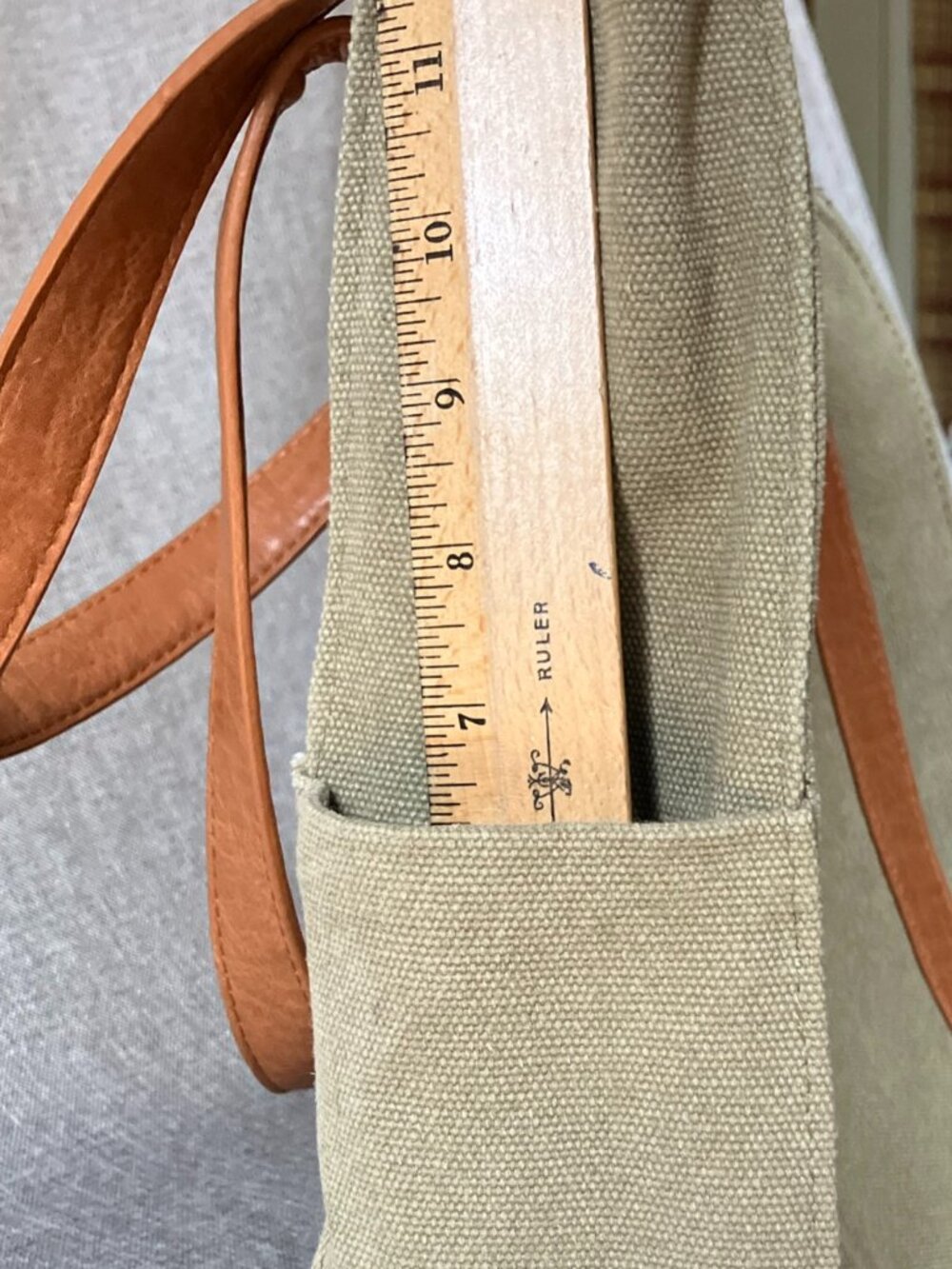 Joy Susan Medium Canvas Tote with Vegan Leather Straps and Abundance of Pockets - Picture 12 of 14